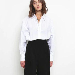 LAKELY OVERSIZED BUTTON DOWN SHIRT - WHITE, one size